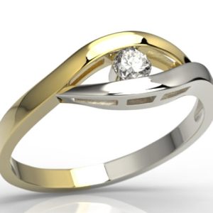 Pierścionek zaręczynowy z żółtego i białego złota z diamentem LP-9910ZB