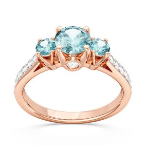 Pierścionek z różowego złota z topazami i brylantami CP-31P