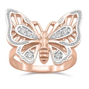 Pierścionek z różowego złota - motyl - z cyrkoniami CP-45P-R-C