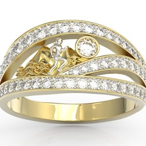 Pierścionek biegaczka, z żółtego i białego złota z brylantami BP-94ZB-R