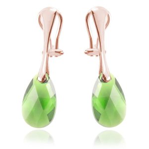 Srebrne klipsy z kryształem Swarovski - 16mm - Peridot - rose gold