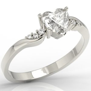 Pierścionek z białego złota z topazem Swarovski White i brylantami LP-70B