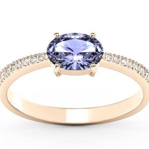 Pierścionek z różowego złota z tanzanitem i diamentami BP-58P