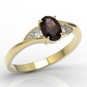 Pierścionek z żółtego złota z granat i diamentami AP-60Z-R
