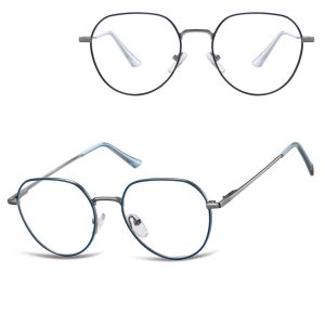 Okulary zerówki lenonki oprawki korekcyjne medium M294E granatowe/srebrne