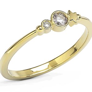 Pierścionek z żółtego złota z cyrkoniami Swarovski Lawenda BP-6711Z-C/LAV