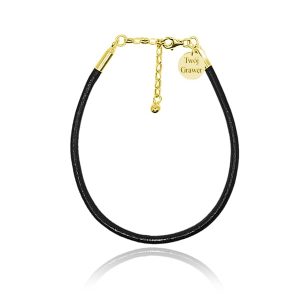 Bransoletka Rzemień z okuciami i kółeczkiem - grawer - 24k złocenie