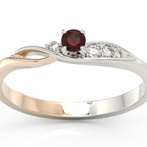 Pierścionek z białego i różowego złota z granatem i brylantami BP-7810BP