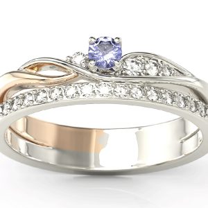Pierścionek z białego i różowego złota z tanzanitem i brylantami BP-77BP-TAN/D