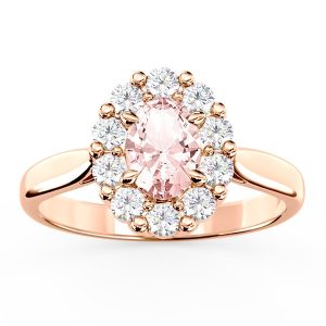 Pierścionek z różowego złota z morganitem i diamentami BP-57P