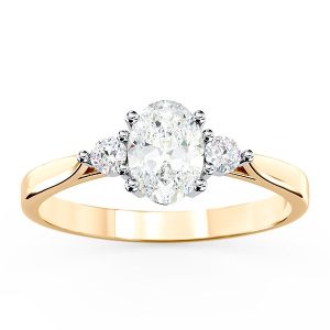 Pierścionek z żółtego i białego złota z szafirem white i cyrkoniami AP-31ZB