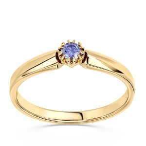 Pierścionek zaręczynowy z żółtego złota z tanzanitem BP-2110Z