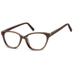 Damskie okulary optyczne zerówki kocie oczy Sunoptic CP117C brązowe