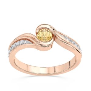 Pierścionek z różowego złota z cytrynem i brylantami wzór BP-2839P