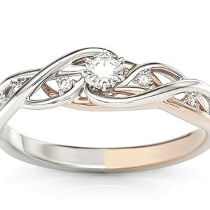 Pierścionek z białego i różowego złota z brylantami BP-75BP