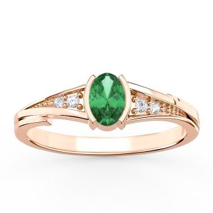 Pierścionek ze złota ze szmaragdem i diamentami JP-2705P