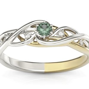 Pierścionek z białego i żółtego złota ze szmaragdem i brylantami BP-75BZ