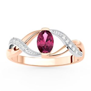 Pierścionek z różowego i białego złota z rubinem i brylantami AP-69PB