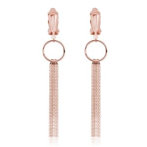 Srebrne klipsy Regina z łańcuszkami - rose gold