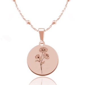 Kwiaty Polskie - Naszyjnik Wrotycz - łańcuszek kulki - rose gold