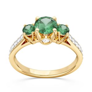 Pierścionek z żółtego złota ze szmaragdami i brylantami CP-31Z