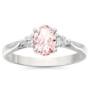 Pierścionek z białego złota z morganitem i cyrkoniami AP-31B