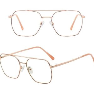 Damskie Pilotki różowe złoto okulary zerówki filtr Blue Light do komputera 25104A