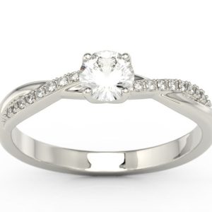 Pierścionek z białego złota z zirconem i brylantami BP-66B