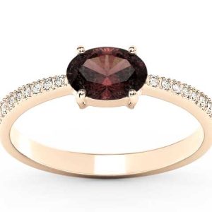 Pierścionek z różowego złota z granatem i diamentami BP-58P