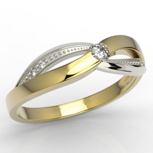 Pierścionek z z żółtego i białego złota z brylantami model AP-3809ZB