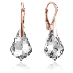 Srebrne kolczyki z kryształem Swarovski - Baroque - rose gold