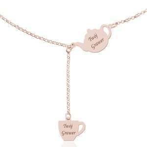 Srebrny naszyjnik - Kawa czy Herbata - Grawer - rose gold