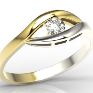 Pierścionek zaręczynowy z żółtego i białego złota z diamentem LP-9920ZB