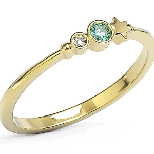 Pierścionek z żółtego złota z cyrkoniami Swarovski Mięta BP-6707Z-C/MINT
