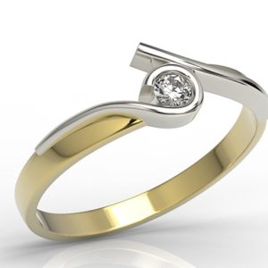 Pierścionek z żółtego i białego złota z brylantem 0,10 ct model AP-3210ZB