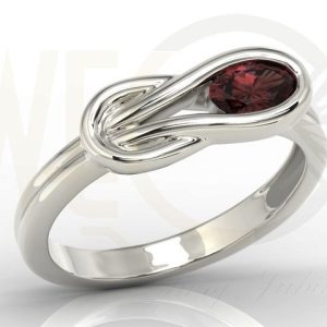 Zestaw: pierścionek, kolczyki i wisiorek z białego złota z granatami BP-69B-ZESTAW