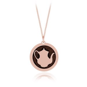 Srebrny naszyjnik - Imbryk - Coffe Lover - Grawer - rose gold