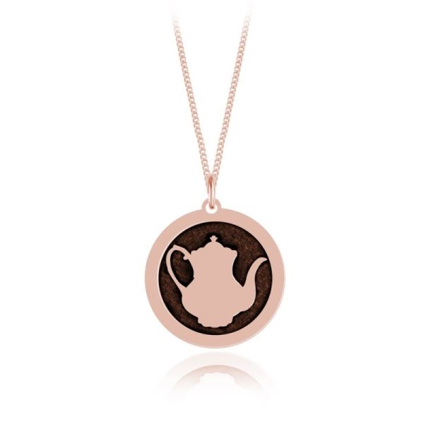 Srebrny naszyjnik - Imbryk - Coffe Lover - Grawer - rose gold