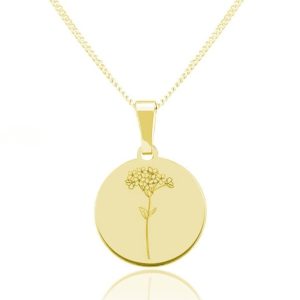 Kwiaty Polskie - Naszyjnik z Niezapominajką - 24k złocenie - Grawer