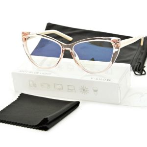 Okulary damskie do komputera kocie z filtrem BLUE Light zerówki 25106A