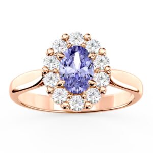 Pierścionek zaręczynowy z tanzanitem i diamentami BP-57P