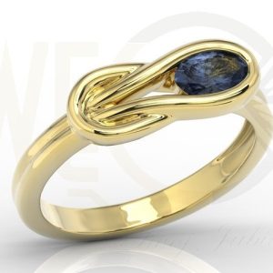 Zestaw: pierścionek, kolczyki i wisiorek z żółtego złota z szafirami BP-69Z-ZESTAW