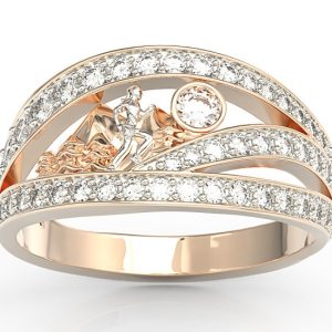 Pierścionek biegaczka, z różowego i białego złota z brylantami BP-94PB-R