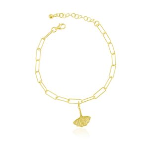 Bransoletka łańcuszkowa z Miłorzębem - 24k złocenie