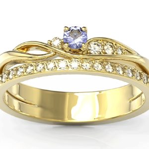 Pierścionek z żółtego złota z tanzanitem i brylantami BP-77Z-TAN/D