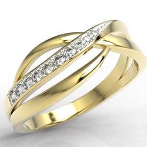 Pierścionek z żółtego złota z diamentami LP-6708Z-R