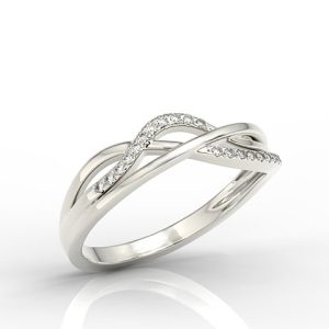 Pierścionek z białego złota z diamentami LP-73B