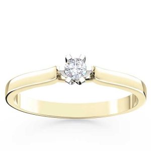 Pierścionek zaręczynowy z żółtego i białego złota z brylantem LP-8010ZB