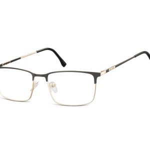 Okulary zerówki korekcyjne Nerd Prostokątne 907 złoto-czarne