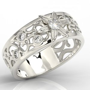 Pierścionek z białego złota z diamentami LP-43B